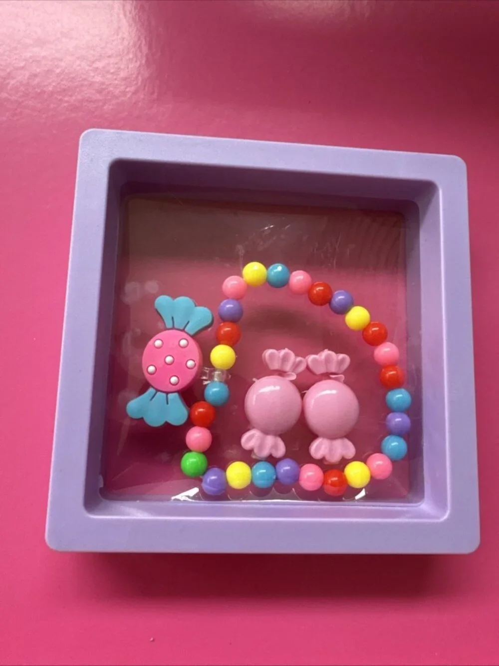 Girl's Wrapper Candy Jewelry Set Bracelet & Clip Earrings NEW Chose Color Box